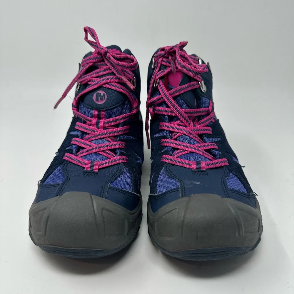 Merrell Navy Pink Purple Kids Waterproof Hiker Boot